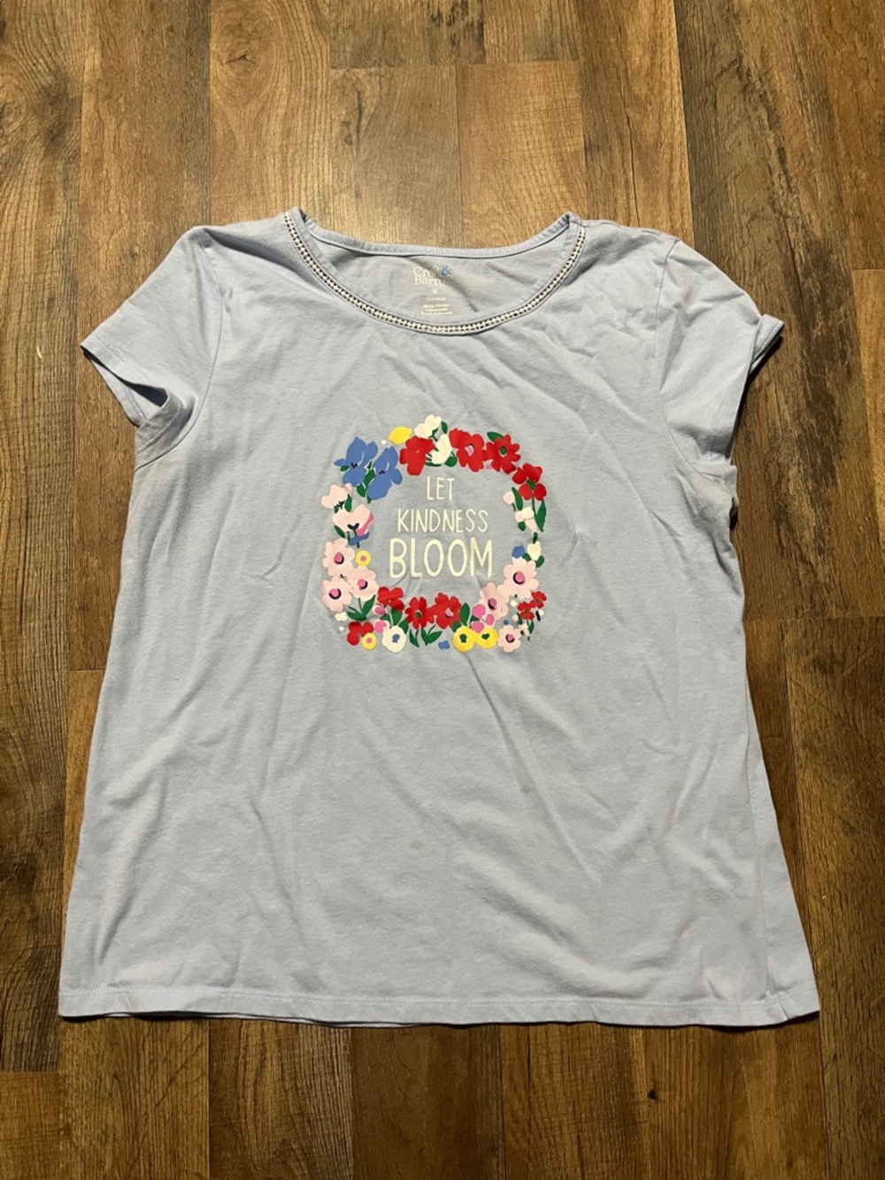 croft & barrow Light Blue Floral Graphic Tee